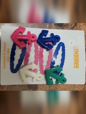 Gymboree Anchor Hair Clip Set in Pink, Blue, White, Green Nwt